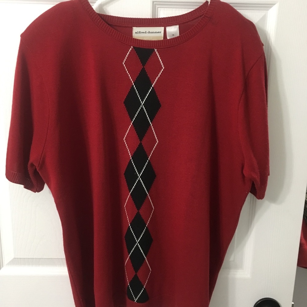 Alfred Dunner Argyle S/S Sweater 1x
